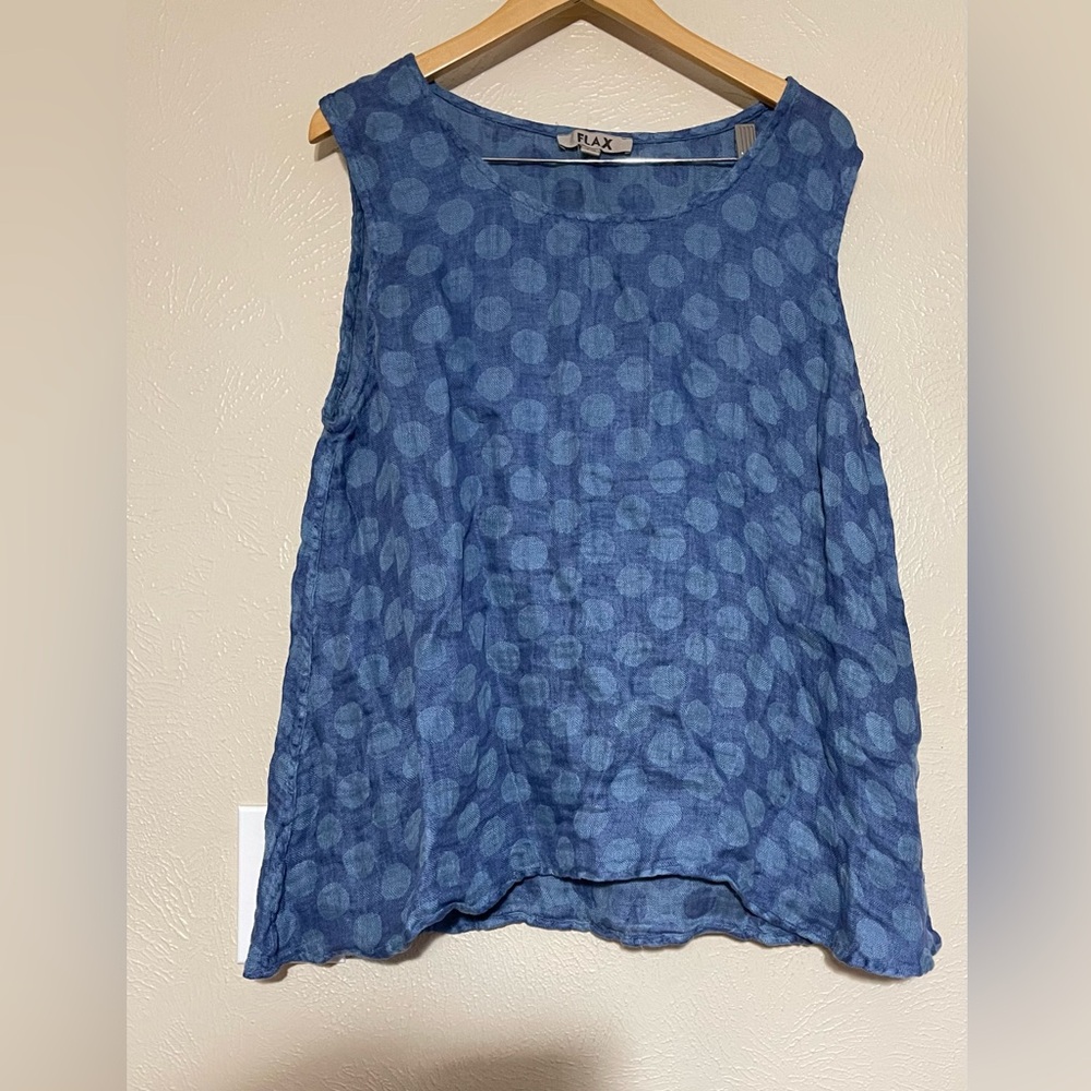 Flax Polka Dots Linen Tank Top 1X